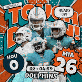 a poster for the miami dolphins shows a group of players