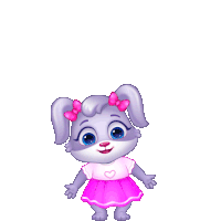 a cartoon rabbit wearing a pink skirt and a pink shirt