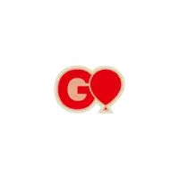 a red heart with the letter g in the middle