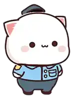 a cartoon cat wearing a police uniform with the letter b on it