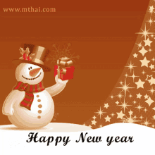 Happy New Year Snowman GIF - Happy New Year Snowman Christmas Tree GIFs