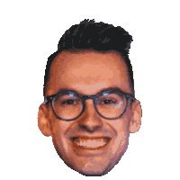 a pixelated image of a man 's face with glasses and a big head