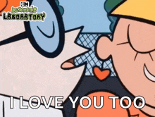 a cartoon of dexter from the dexter 's laboratory kissing his girlfriend