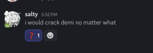 a screenshot of a conversation with the name salty