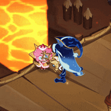 a cartoon character with a blue cape and a crown