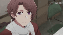 a girl with purple eyes is talking about fighting