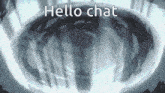 a black and white image that says hello chat on it