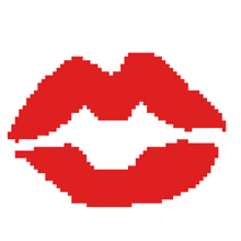 a pixel art drawing of a heart shaped kiss