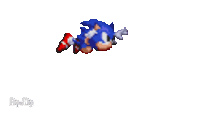 a pixel art of sonic the hedgehog flying through the air