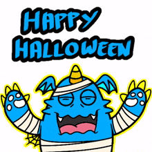 blue monster halloween trick or treat peekaboo