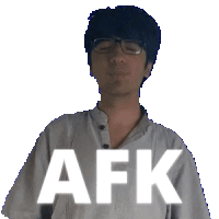 a man wearing glasses is blowing a kiss and the word afk is behind him