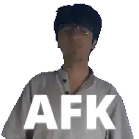 a man wearing glasses is blowing a kiss and the word afk is behind him