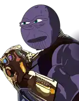a cartoon drawing of thanos holding a glove