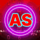a neon sign that says as in the middle of a circle