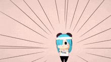 a cartoon character with blue hair is wearing a white shirt that says " fit " on it