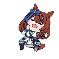 a cartoon drawing of a girl dressed as a horse with a bow on her head