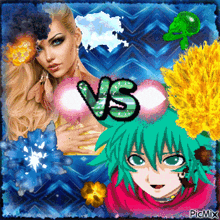 a picture of a girl and a boy with the words vs written in the middle