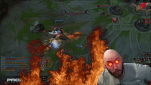a man with red eyes is playing a video game with the words shut down on the screen