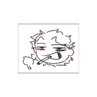 a drawing of a person smoking a cigarette with their mouth open .
