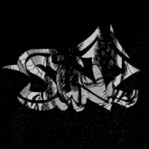 a black and white drawing of the word snm on a black background
