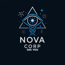 a logo for nova corp with an all seeing eye in a triangle