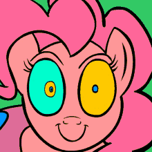 a close up of pinkie pie 's face with her eyes closed