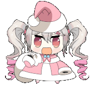 a drawing of a girl wearing a pink santa hat