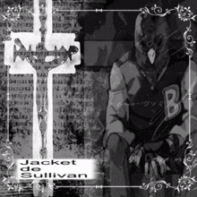 a black and white drawing of a person with the words jacket de sullivan on the bottom