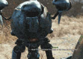 a video game character named codeywork is talking to a robot in the desert