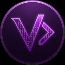 a purple circle with the letter v in the middle