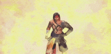 a man with a beard and a red bandana on his head reaches out his hand