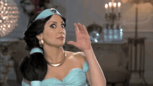 princess jasmine cosplay hand gesture i want a drink
