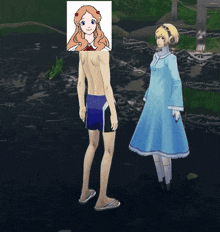 a man and a woman are standing next to each other in a video game