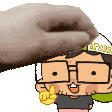 a cartoon character with glasses and a hat is giving a thumbs up sign .