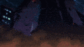 a cartoon drawing of a person standing in front of a starry night sky