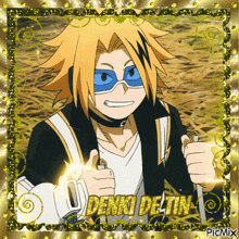 a picture of a anime character with the name denki de tin
