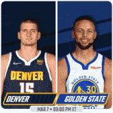 a denver 15 and golden state 30 basketball player