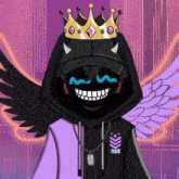 a drawing of a person wearing a crown and a hoodie with the number 223 on it