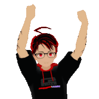 a cartoon character with red hair and glasses is wearing a black shirt that says gs on it