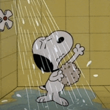 Showering Snoopy GIF