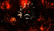 a drawing of a demon with red eyes and a x on his chest