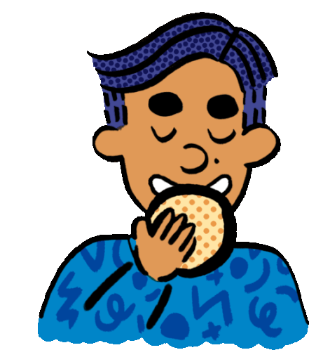 Boy Eating Pastry Sticker - Boy And Girlie Bread Eating Stickers