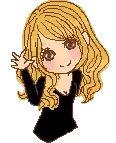 a pixel art drawing of a girl with blonde hair waving her hand