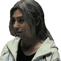 a man with long grey hair is wearing a white hoodie