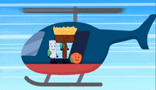a cartoon of a helicopter with two characters inside