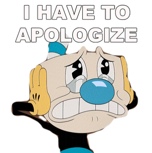 I Have To Apologize Mugman Sticker - I Have To Apologize Mugman The Cuphead Show Stickers