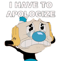 I Have To Apologize Mugman Sticker - I Have To Apologize Mugman The Cuphead Show Stickers