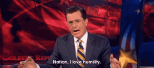 The King Of Humility GIF - Colbert Report Fake News Late Night GIFs