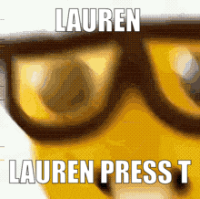 a close up of a pair of glasses with lauren press written on the bottom