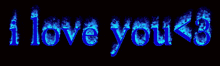 the word i love you is made of blue flames on a black background